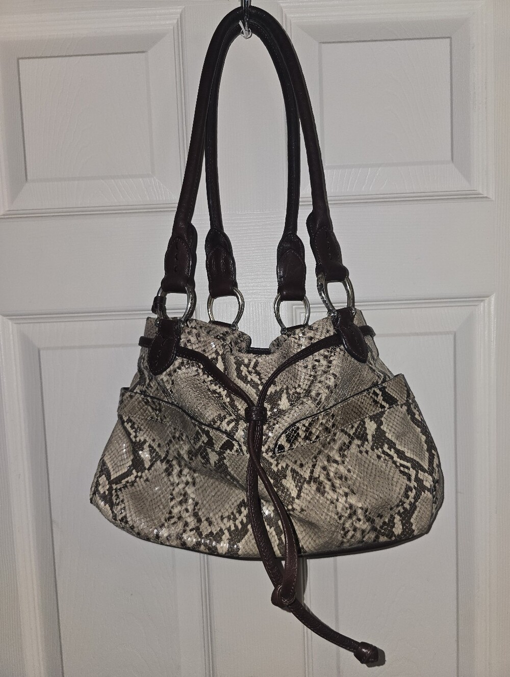 Brighton Python Snake Embossed Leather Bag - Picture 2 of 16